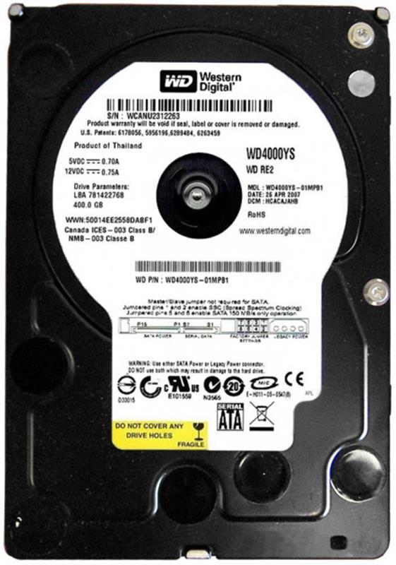

HDD SATA 400GB WD 7200prm 16MB (WD4000YS)