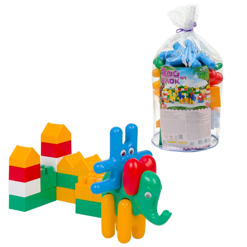 

Пластиковый конструктор Colorplast Зоо Блок №1 21 деталь