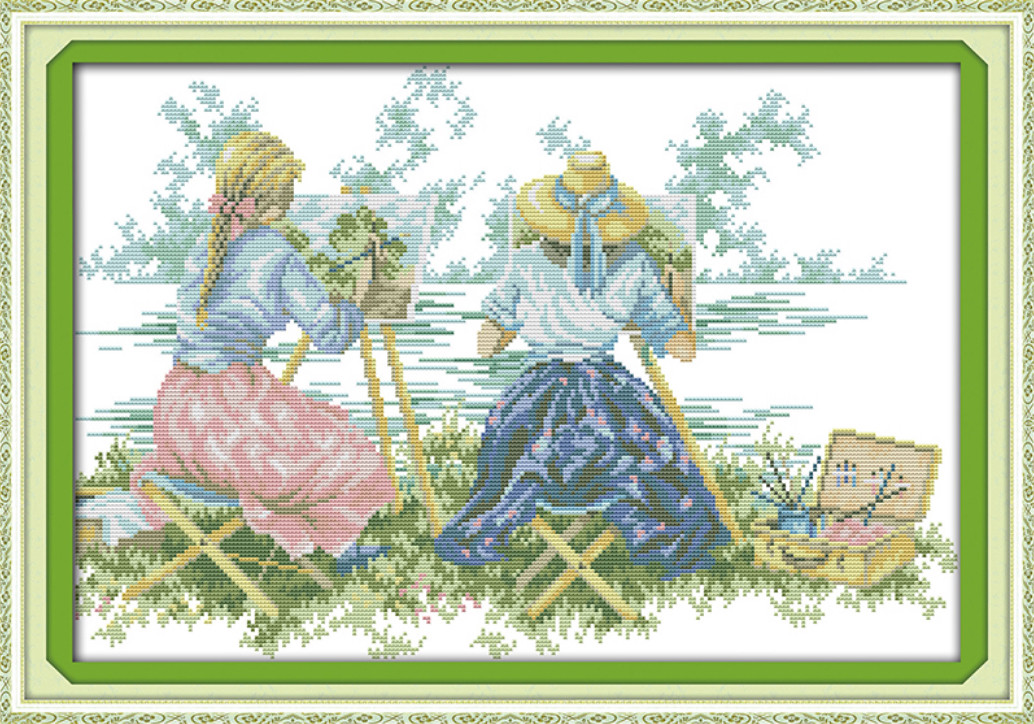 

Набор для вышивания по нанесённой на канву схеме "Paint from life". AIDA 14CT printed 49*35 см