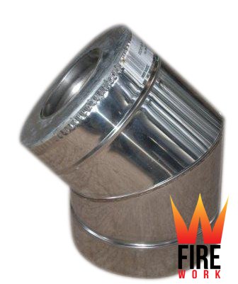 

Дымоход Колено термо 45 ø160/220 Fire Work Нержавеющая сталь/Оцинкованная сталь AISI 321 0.8мм