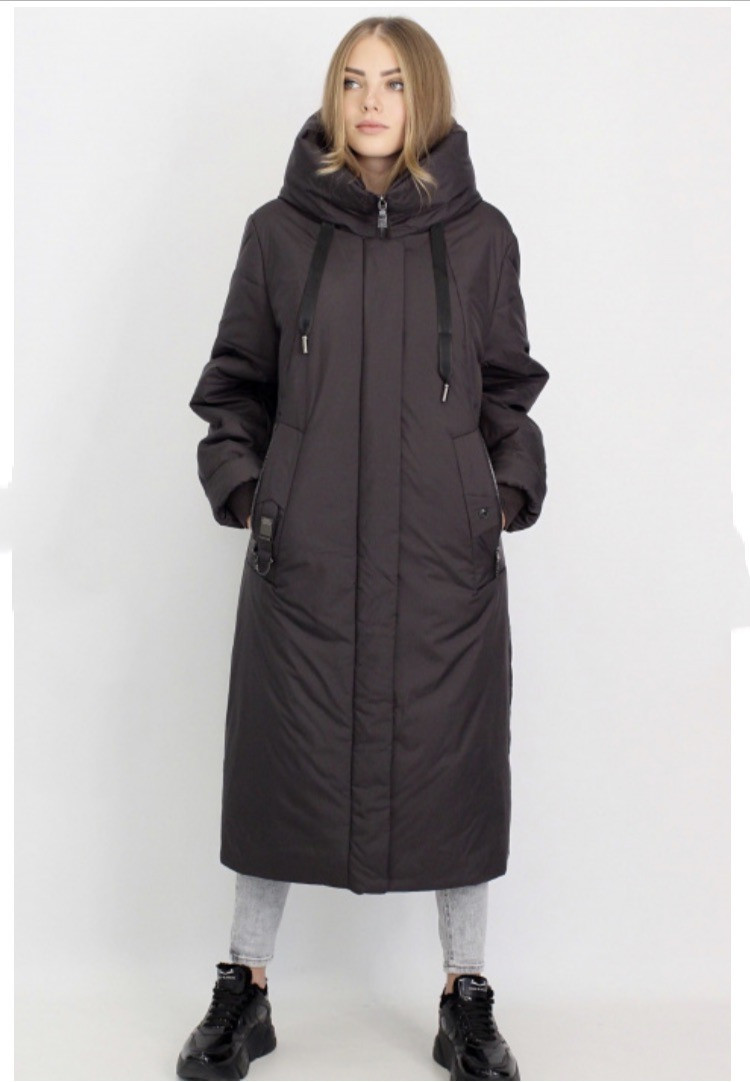 

Женский длинный пуховик батал DEILFY Camel's Wool 52 в расцветке коричневый баклажан