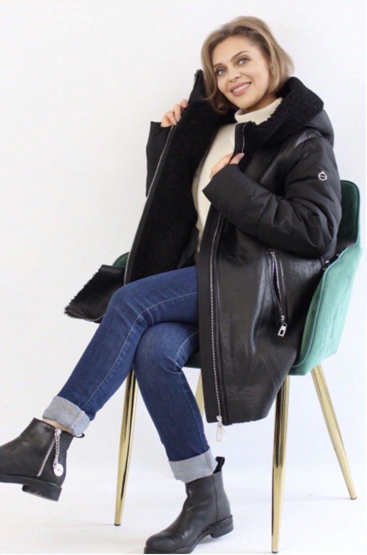

Женский пуховик дубленка Snow Owl W&U XL в бежевой расцветке