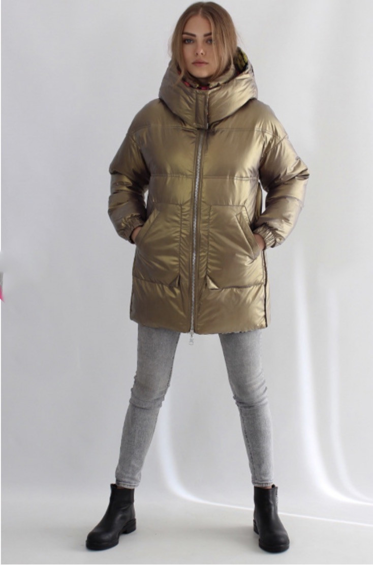

Женская куртка зимняя двухсторонняя Snow Owl Alowyy XL золотистого цвета