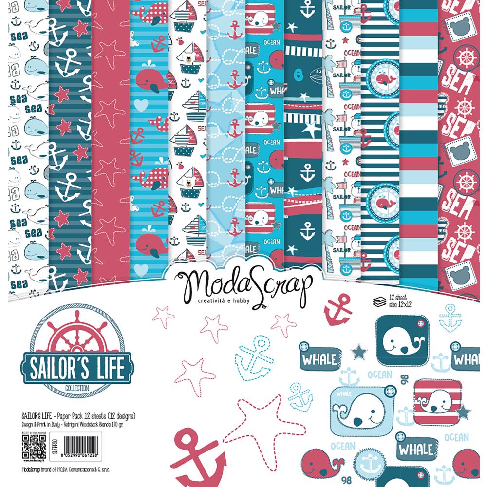 

Набор бумаги для скрапбукинга ModaScrap Sailor Life 30х30 12 листов, артикул MSC12-16