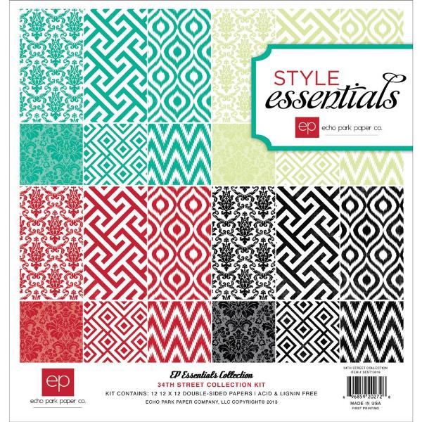 

Набор бумаги Echo Park Style Essentials 34th Street 30х30 см 12 листов, артикул SES13016