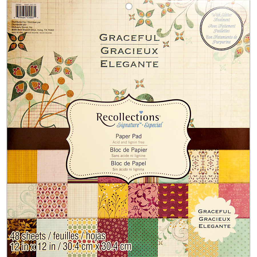 

Набор бумаги для скрапбукинга Recollections Graceful, 30х30 см 24 листа, артикул SS48GR