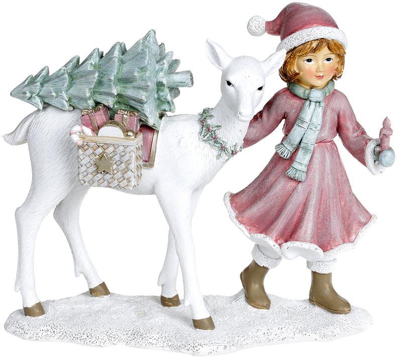 

Декоративная статуэтка "Девочка с Оленем" 22х9.5х18.5см, пурпурный