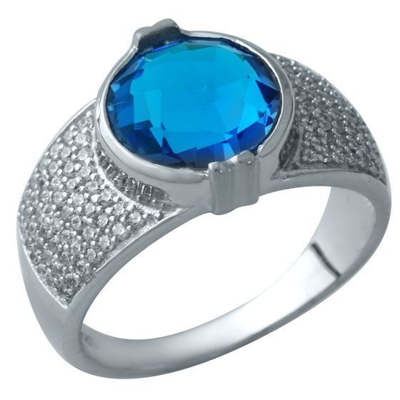 

Серебряное кольцо SilverLine с аквамарином nano 17.5 размер