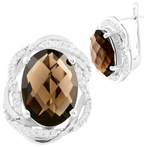 

Серебряные серьги SilverLine с натуральным раухтопазом (дымчатым кварцем)