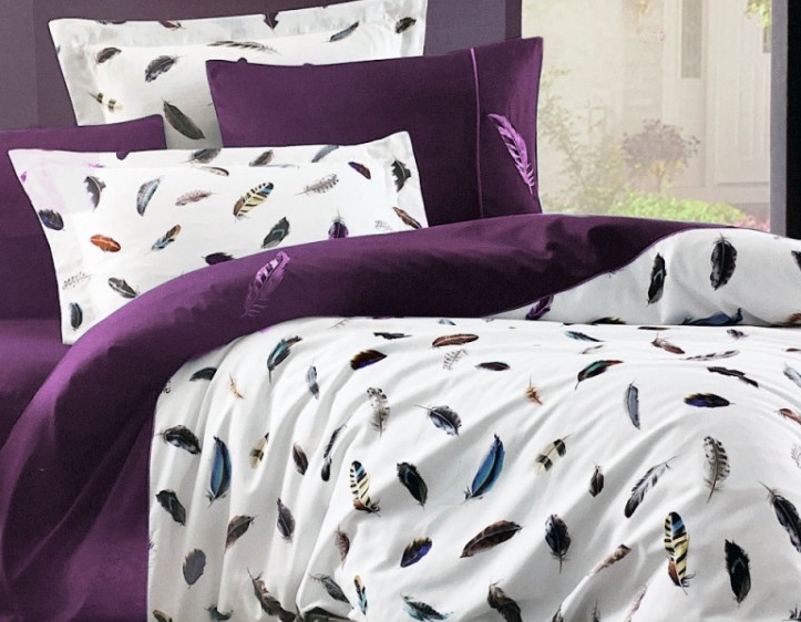 

Постельное белье Maison D'or сатин делюкс Plum Volante Dark Lilac семейное Цвета: фиолетовый