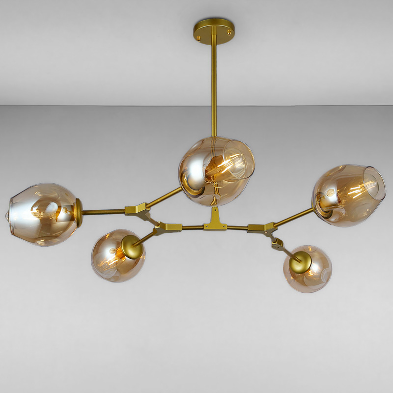 

Люстра подвесная молекула Light House LS-15226-5 GD+BR золото