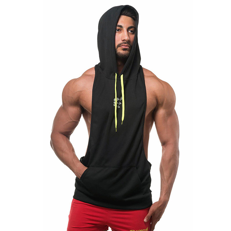 

Майка мужская спортивная безрукавка с капюшоном Gym North черная 2XL