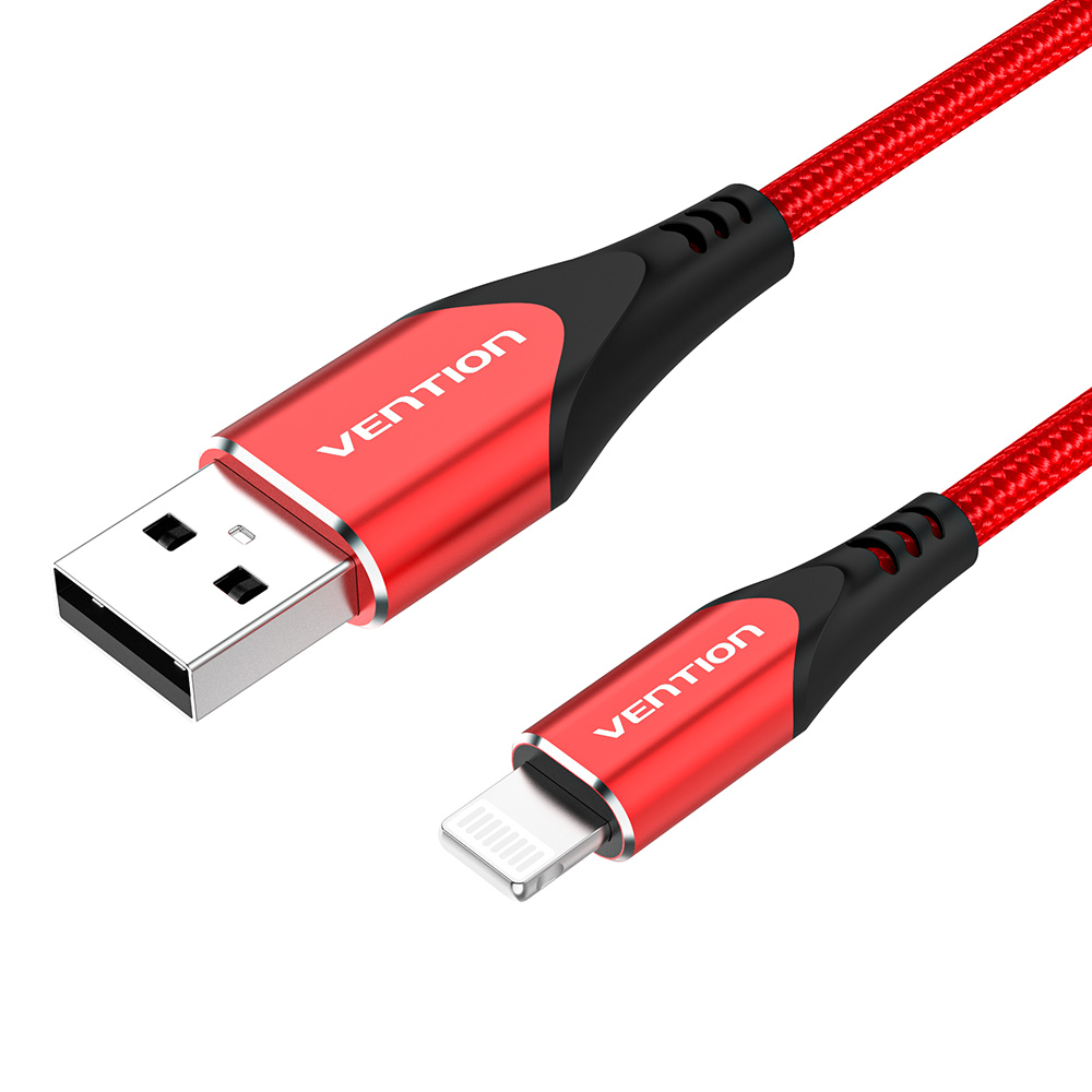 

Кабель USB-Lightning Vention TPE Nylon MFi C89 2.4A 480Mbps nickel-plated 2m Red