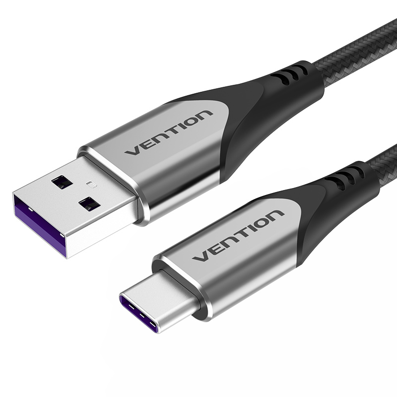 

Кабель USB-Type-C Vention TPE Nylon 5A 480Mbps nickel-plated 1.5m Grey