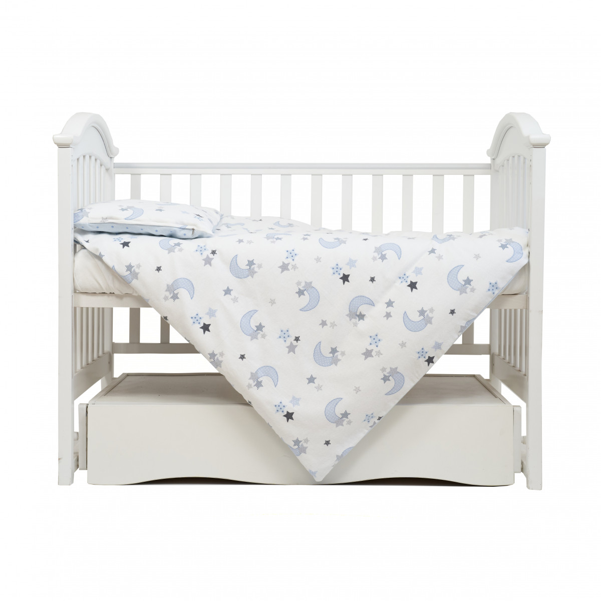 

Постельное белье детское 3 элемента Twins Comfort Soft 3010-TS-04 Stars Белый/Голубой с принтом 100% хлопок (фланель)