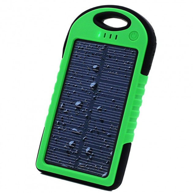 

Влагозащищенный Solar Power Bank 20000 mAh на солнечной батарее салатовый