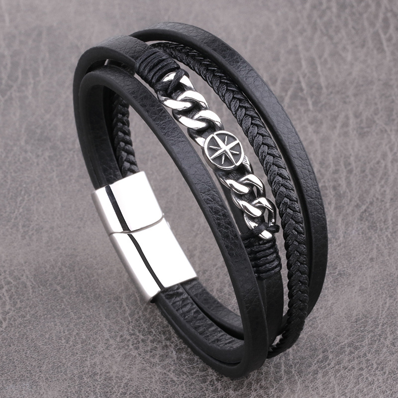

Мужской кожаный браслет BroBand Sea черный c серебряной вставкой 22см (BB-SEA-BLACK-SILVER-22)