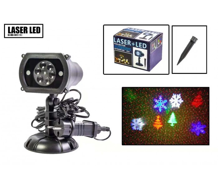 

Новогодний уличный лазерный проектор 4 цвета X-Laser XX-MIX-1012 металлический водонепроницаемый корпус