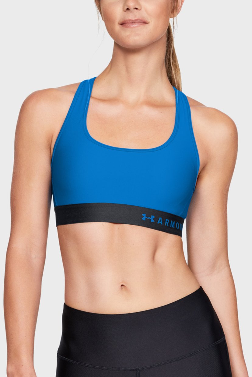 

Женский синий спортивный топ Armour Mid Crossback Bra Under Armour XS 1307200-436