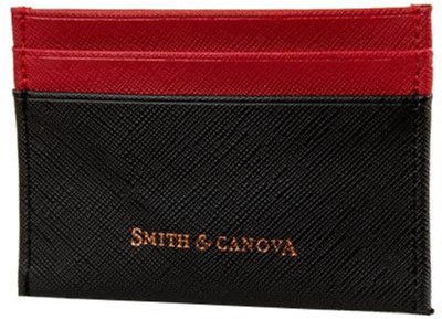 

Мужской картхолдер кожаный Smith & Canova FUL26827-black-red Черный с красным