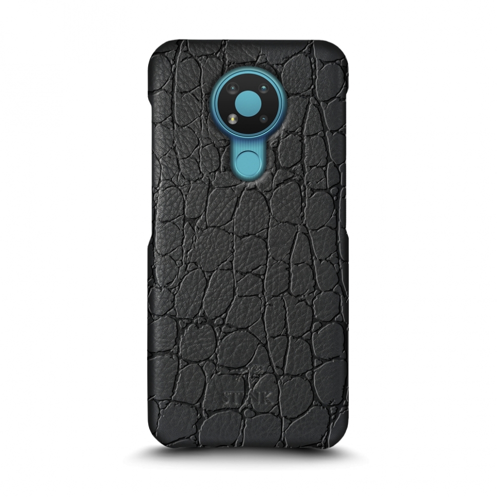 

Кожаная накладка Stenk Reptile Cover для Nokia 3.4 Чёрная
