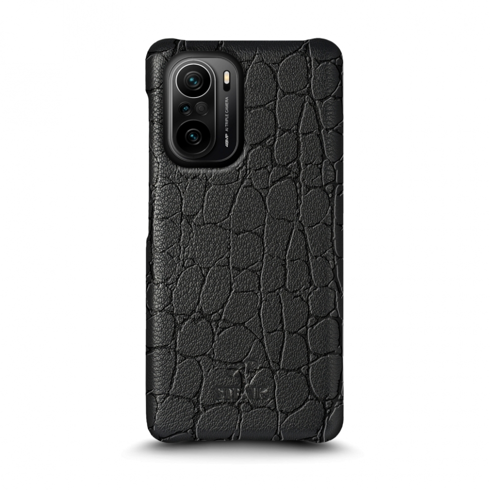 

Кожаная накладка Stenk Reptile Cover для Xiaomi Poco F3 Чёрная