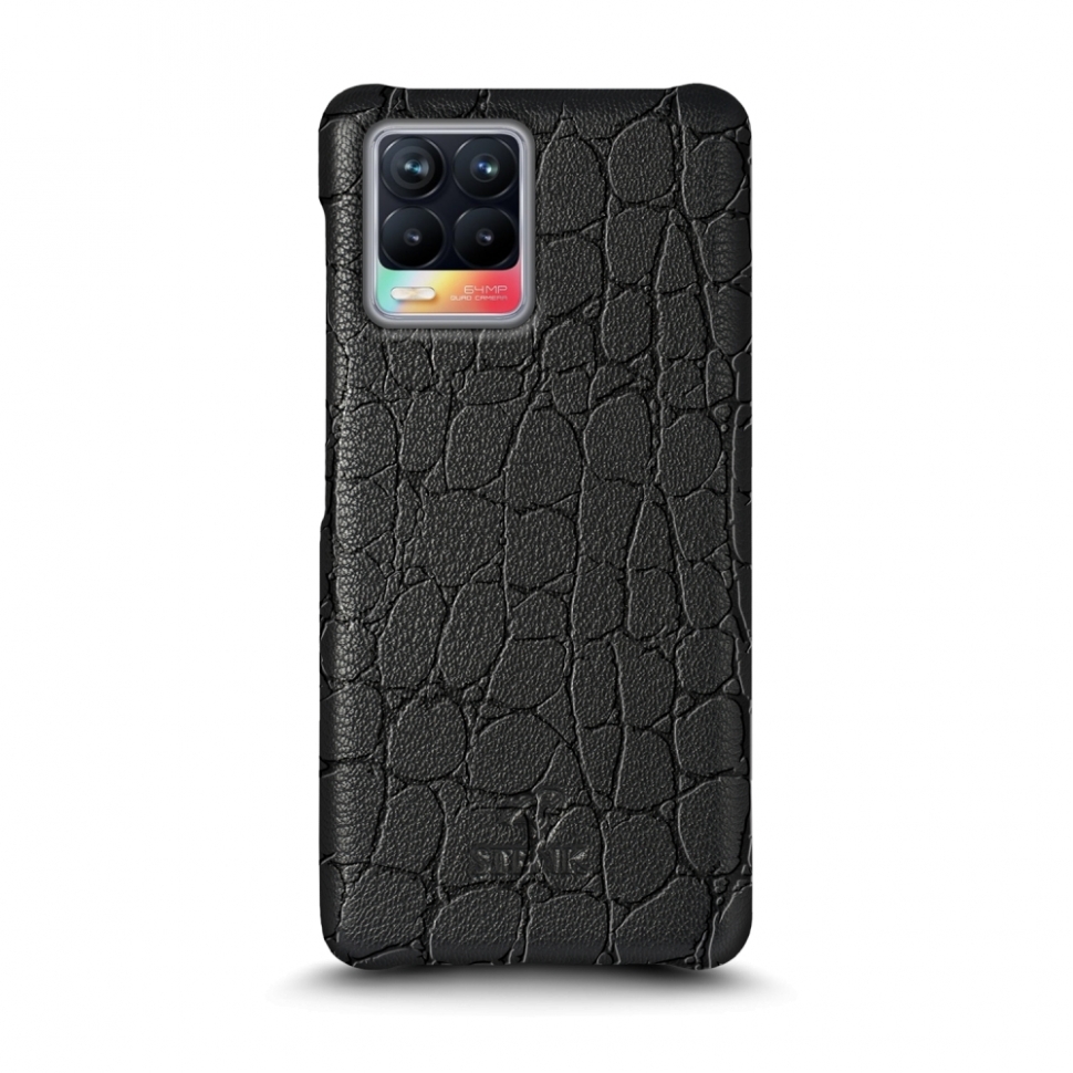 

Кожаная накладка Stenk Reptile Cover для Realme 8 Чёрная