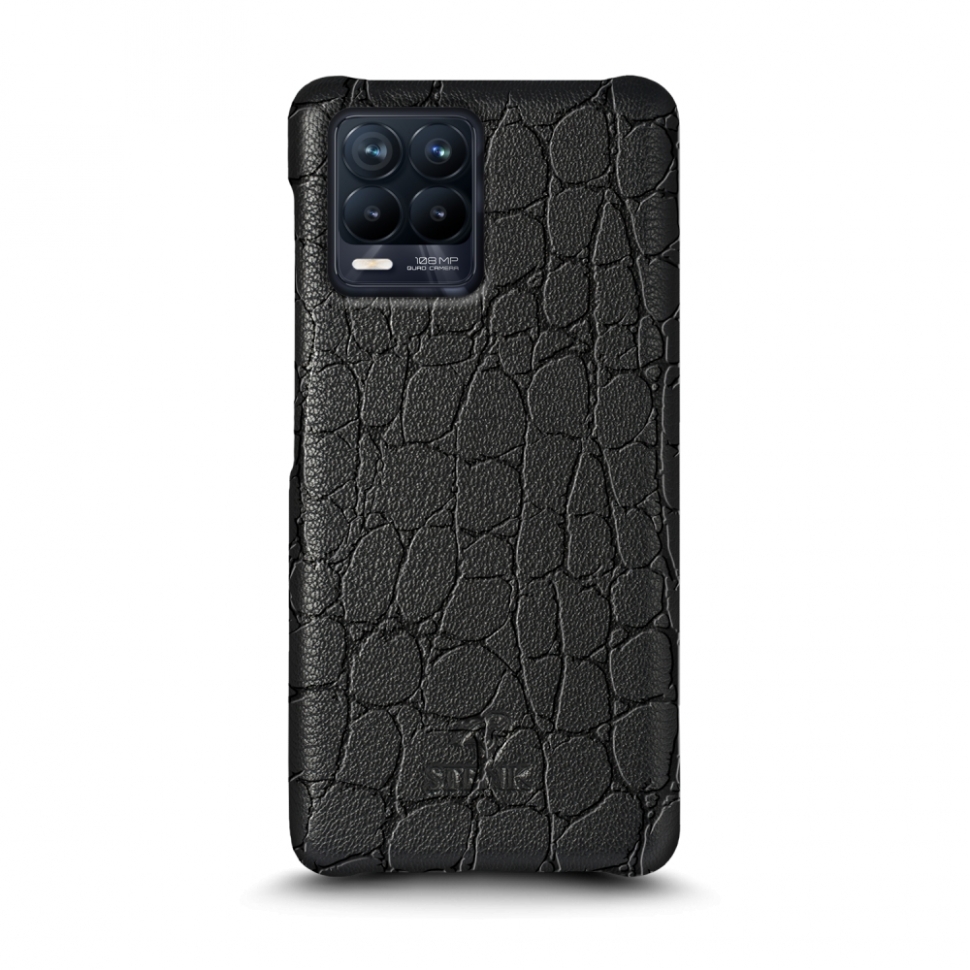 

Кожаная накладка Stenk Reptile Cover для Realme 8 Pro Чёрная
