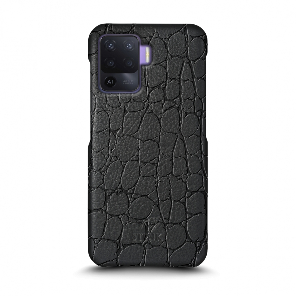 

Кожаная накладка Stenk Reptile Cover для OPPO Reno5 Lite Чёрная