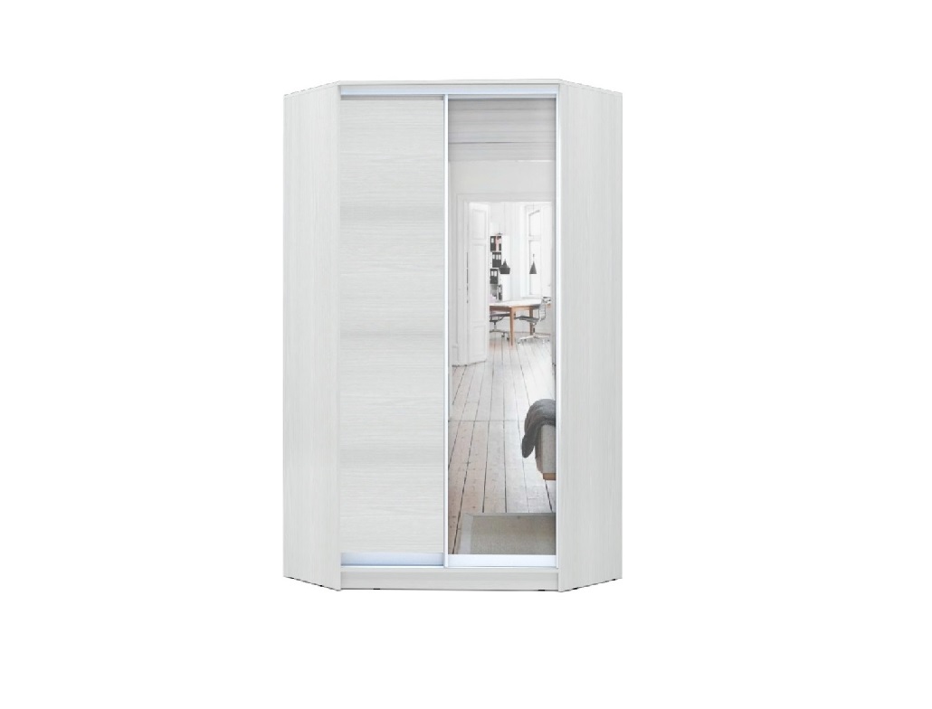 

Шкаф-купе угловой Luxe ДСП/Зеркало цвет Белое дерево со структурой 135 x 240 x 60