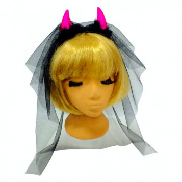 

Рожки Чертовка Невеста Halloween 16-669PN-BLK