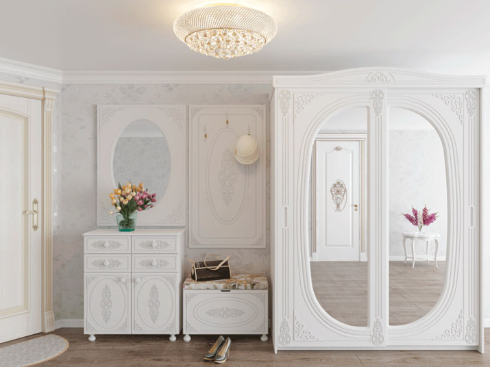 

Прихожая провансная Мебель UA Белль Ассоль кантри санти МДФ19мм+ДСП 18мм Белый супермат