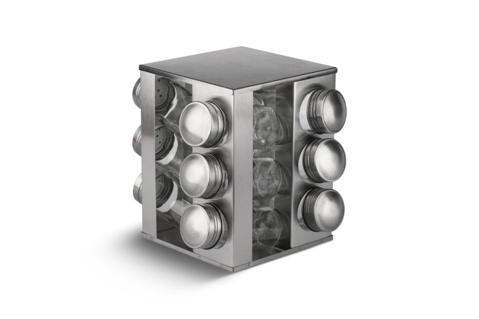 

Набор для специй 12 стеклянных емкостей на вращающейся квадратной подставке Edenberg EB-4026