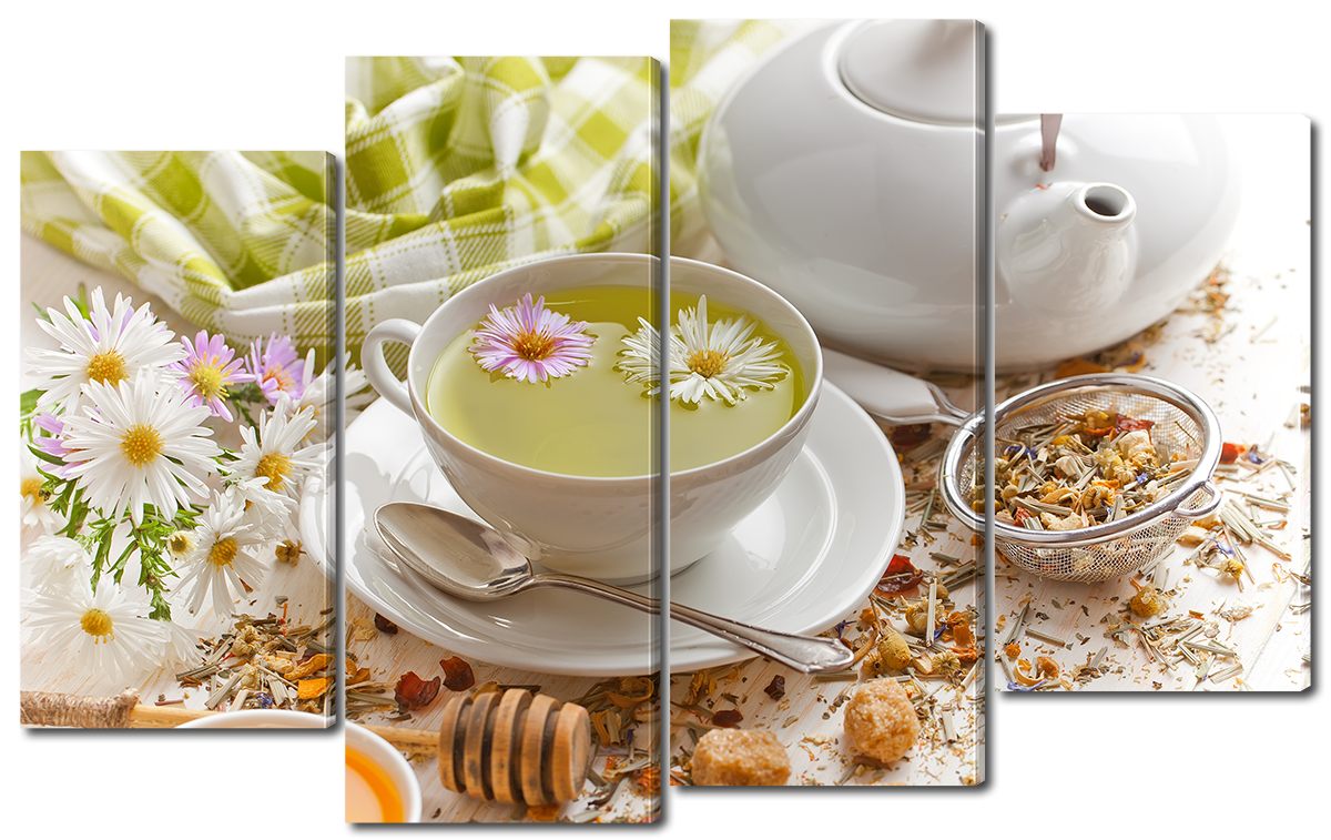 

Модульная картина Interno Эко кожа Чай с ромашкой 166x120см