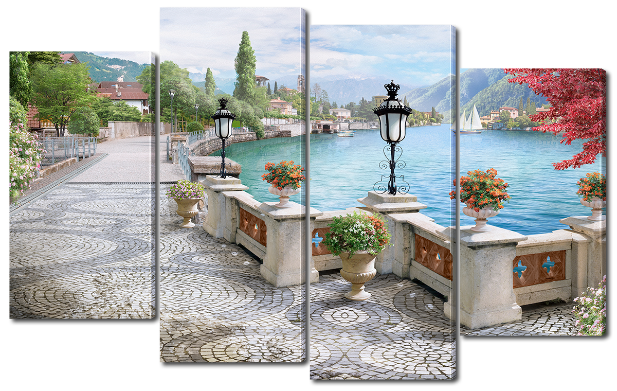 

Модульная картина Interno Эко кожа Курортный город 94x56см