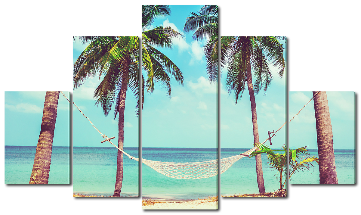 

Модульная картина Interno Эко кожа Пальмы и гамак 158х90см