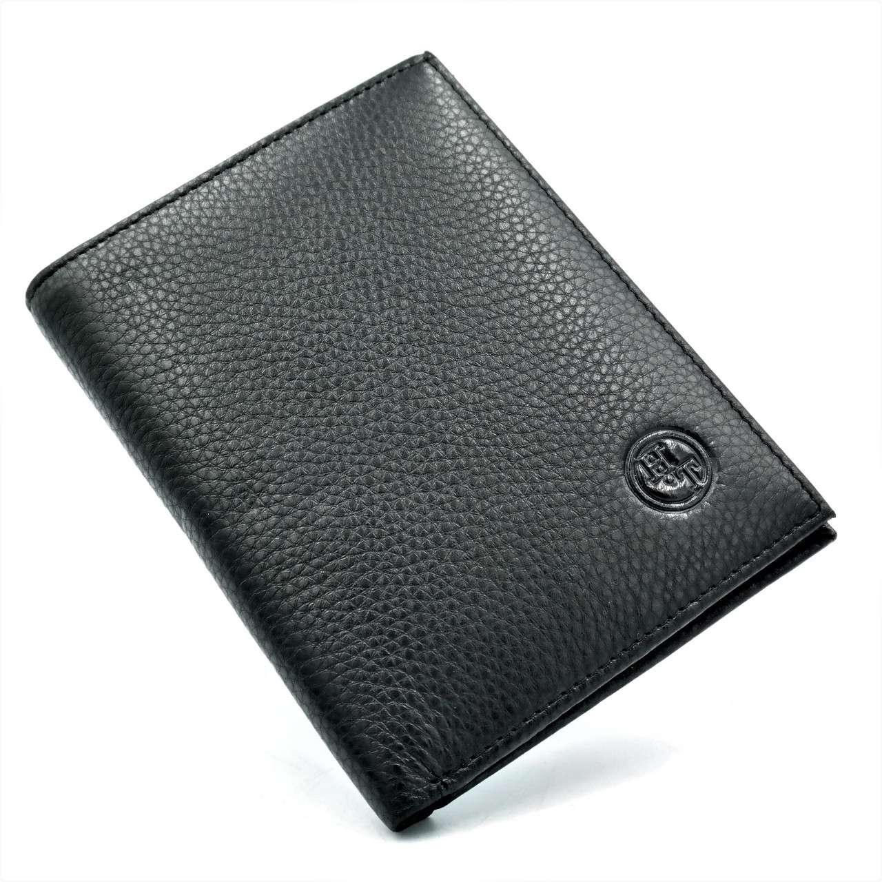 

Мужской кожаный кошелёк H.T.Leather чёрного цвета 13 х 10 х 1,5 см