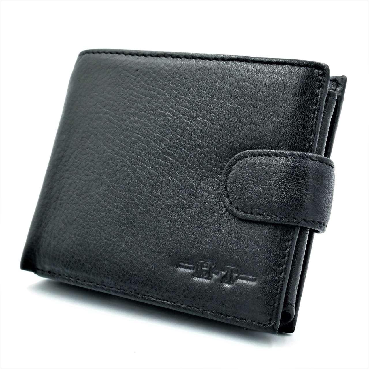 

Мужской кожаный кошелёк H.T.Leather чёрного цвета 10 х 12 х 3 см