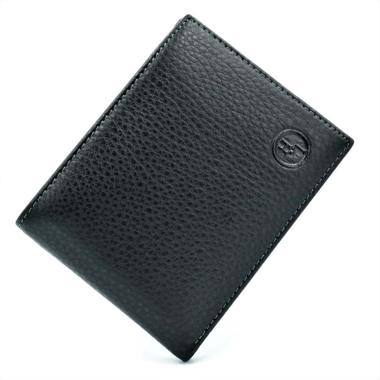 

Мужской кожаный кошелёк H.T.Leather чёрного цвета 9 х 11,5 х 2 см