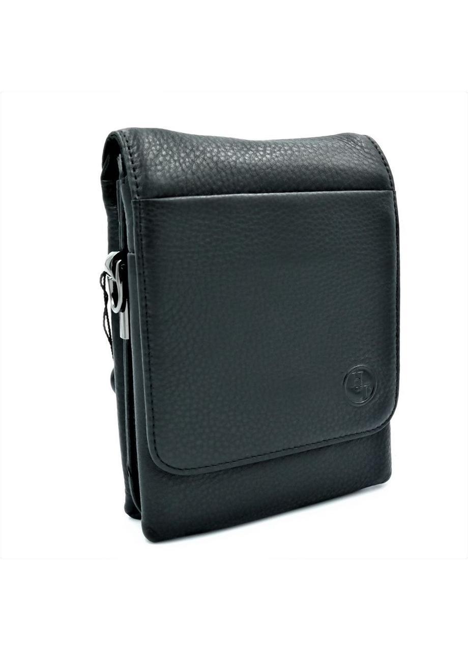 

Мужская кожаная сумка H.T.Leather чёрного цвета 17 х 14 х 4 см