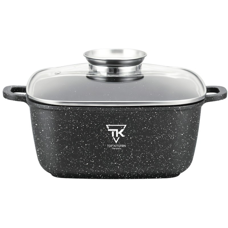 

Кастрюля квадратная с мраморным покрытием Top Kitchen TК00055 4,5 л Черный с белым