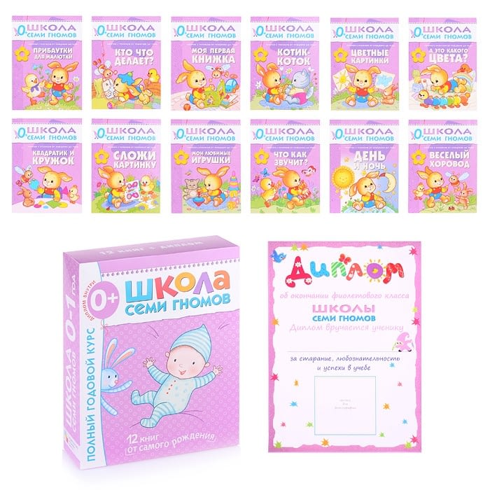 

Школа Семи Гномов 0-1 год. Полный годовой курс (12 книг с картонной вкладкой).