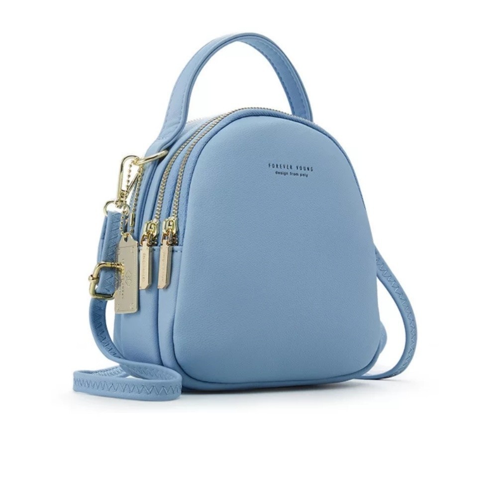 

Женская сумка рюкзак Weichen через плечо 2 в 1 голубая (1160-blue)