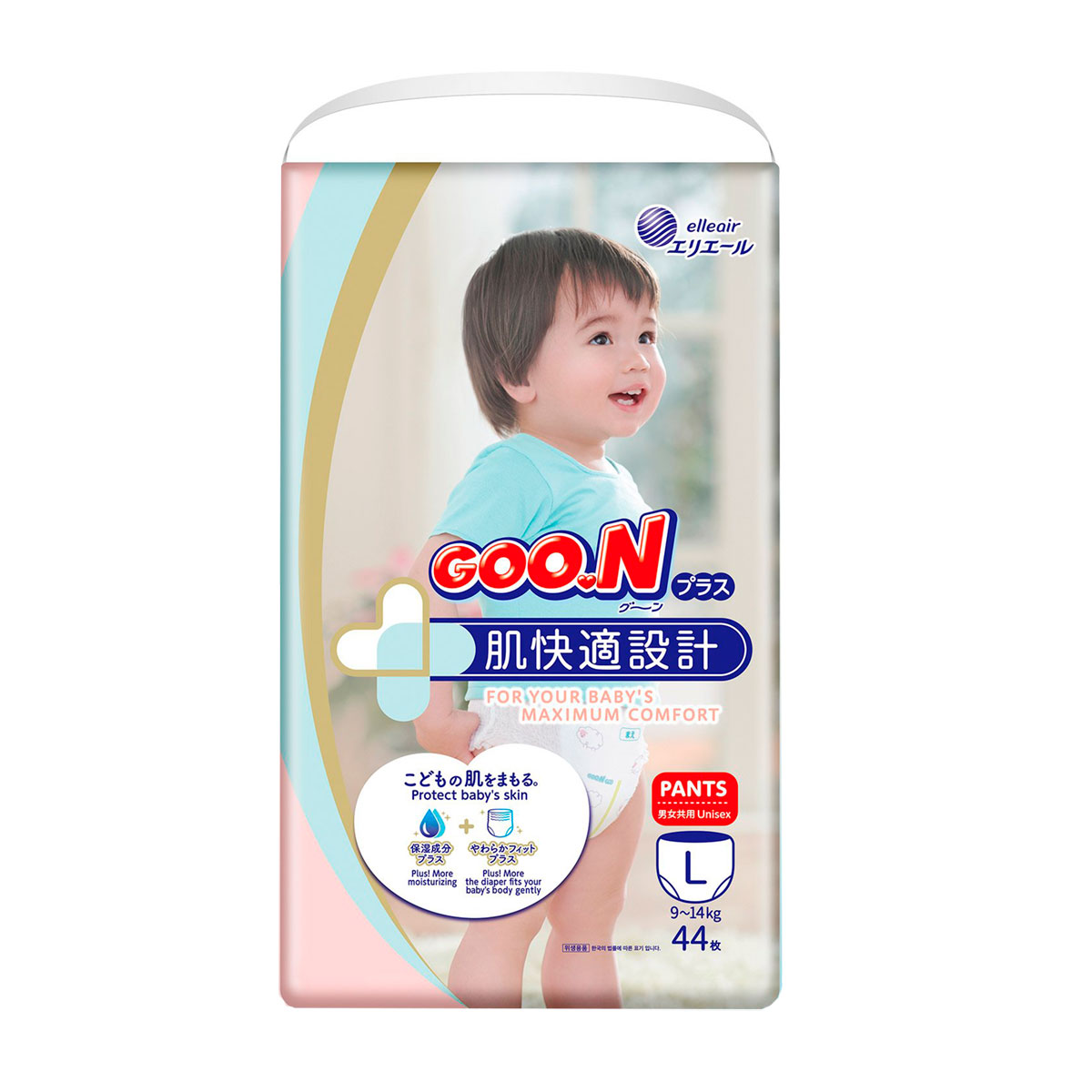 

Трусики-подгузники GOO.N Plus для детей 9-14 кг (размер L, унисекс, 44 шт)
