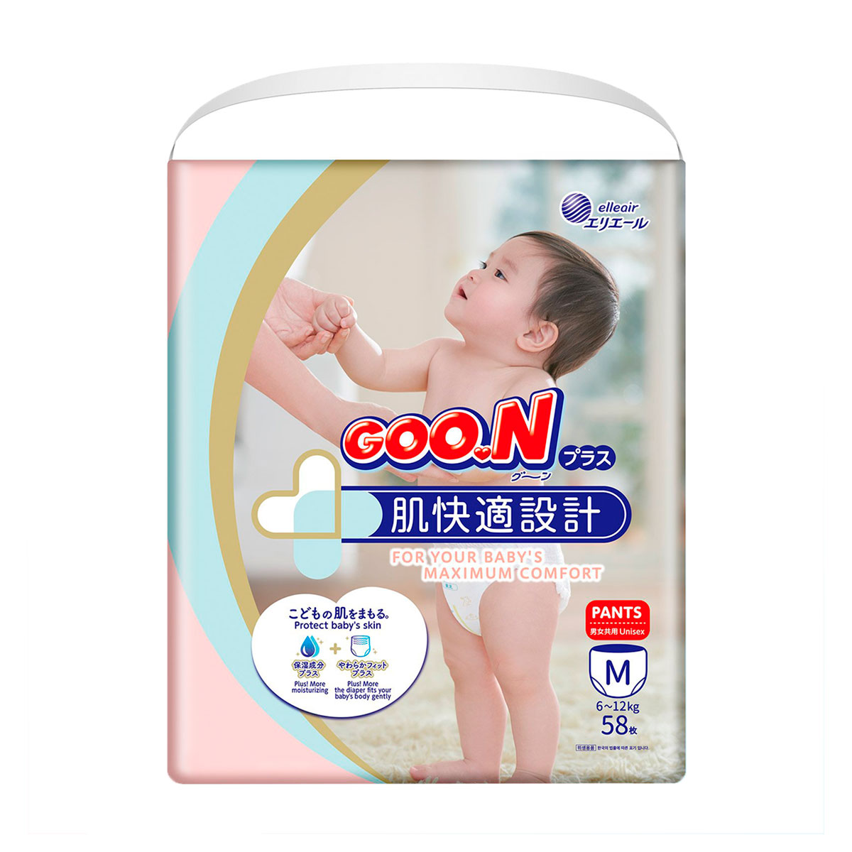 

Трусики-подгузники GOO.N Plus для детей 6-12 кг (размер M, унисекс, 58 шт)