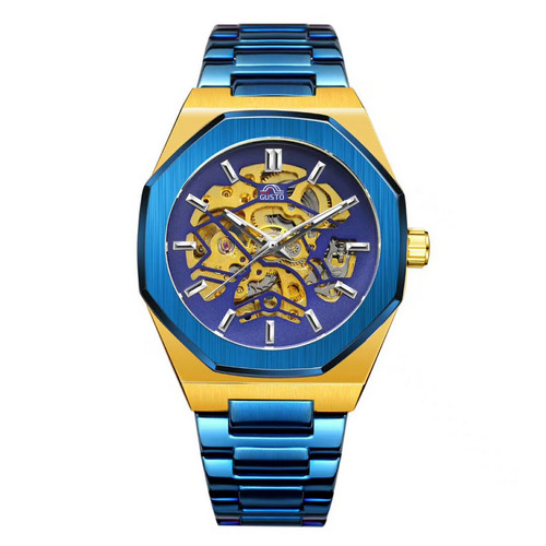 

Наручные часы Gusto Skeleton Blue-Gold