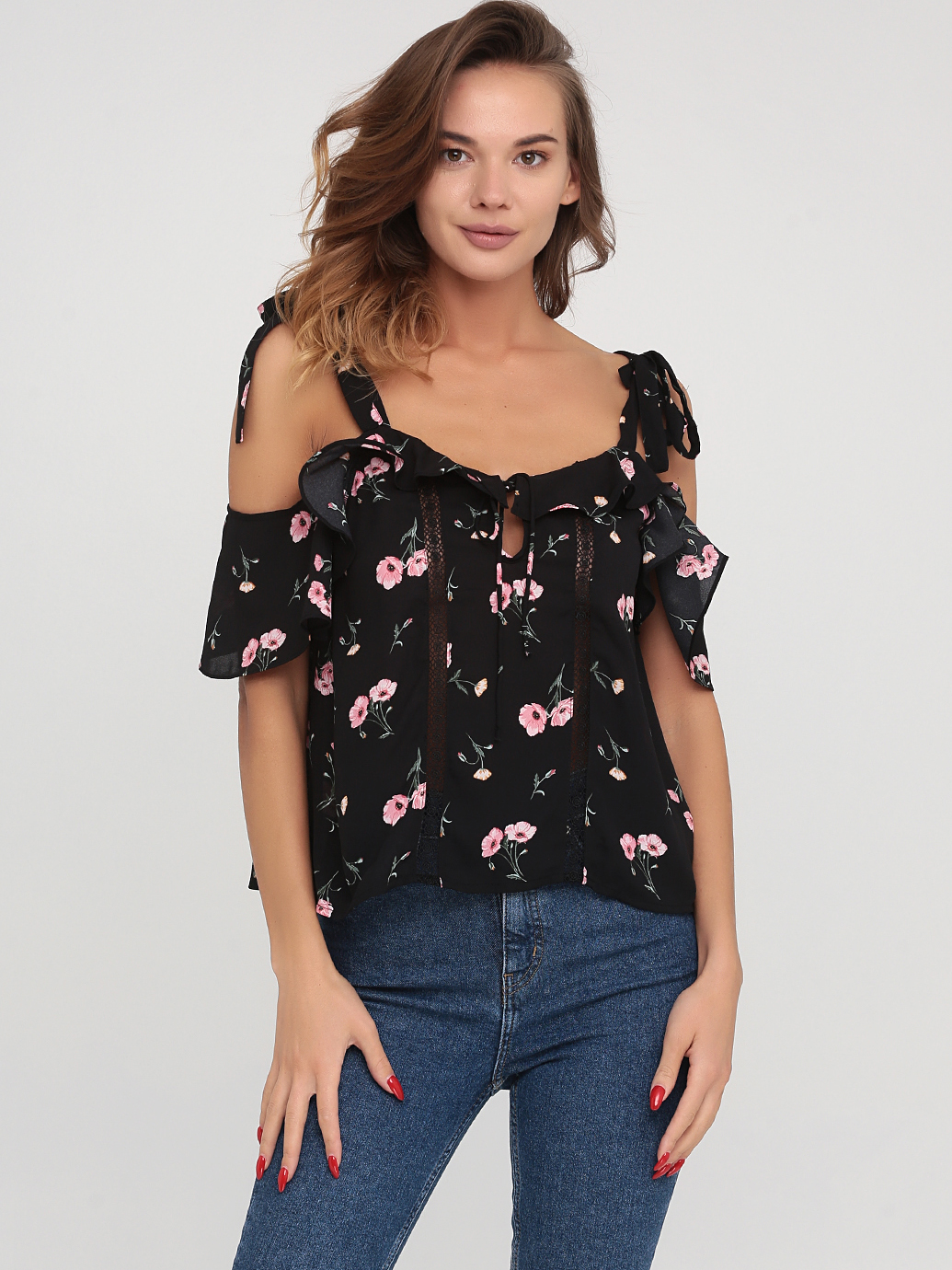 

Топ H&M 0801096_роз.маки 36 Черный