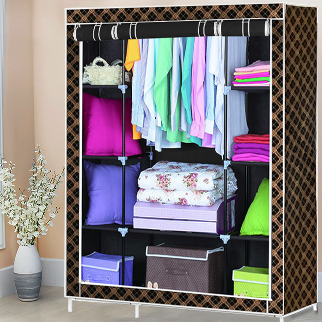 

Складной тканевый шкаф HCX «153NT» 130х45х165 см. Черный/ Золото