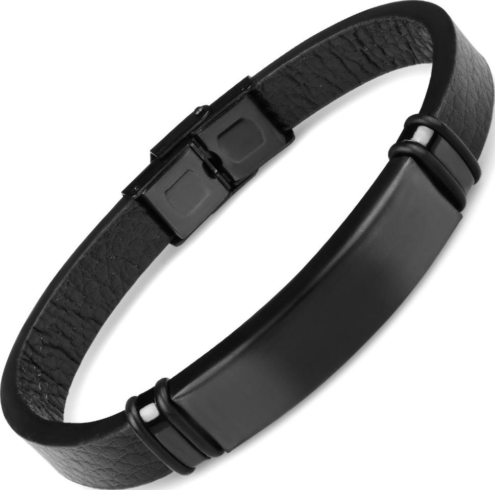 

Кожаный браслет мужской Everiot BC-MJ-1971 с черной пластиной для гравировки