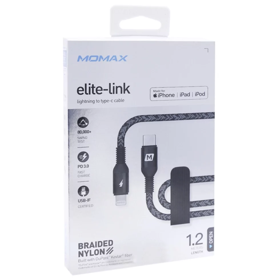 

Кабель Momax (DL31) Elite Link Type C To Lightning Cable (Triple Braided) (1.2m) — Black (Черный)